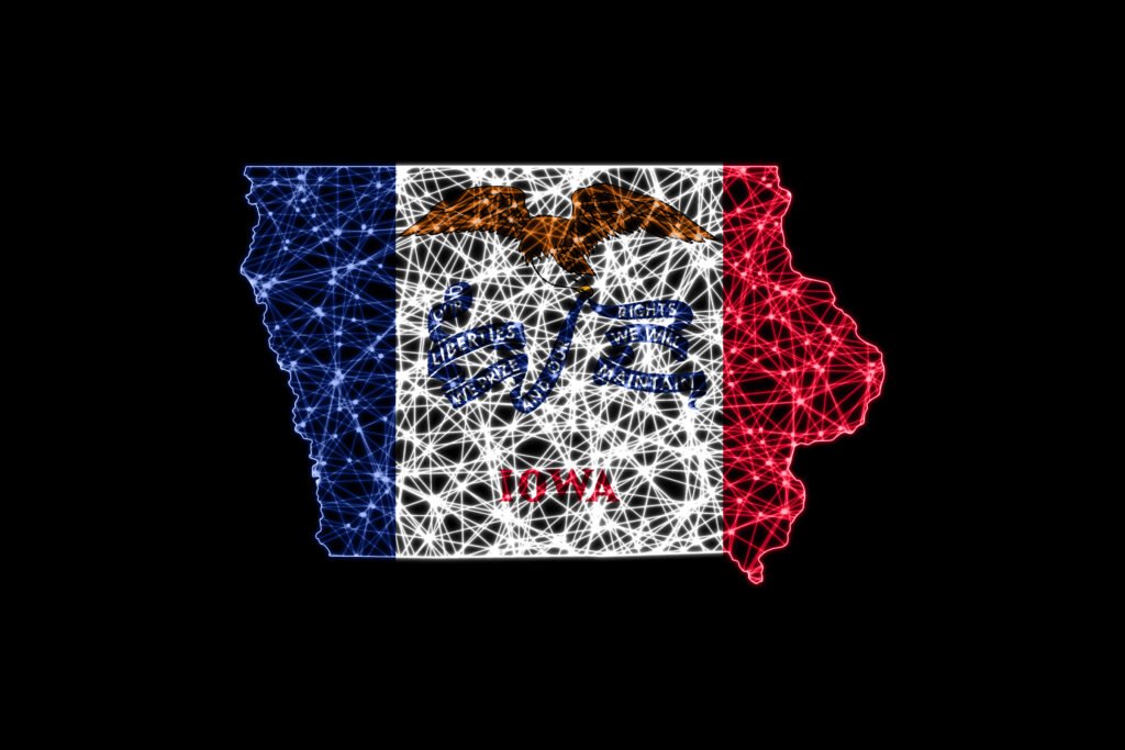 What It Means To Be Trafficked In Iowa? 1 - Map Iowa Polygonal Mesh Line Map Flag Map map iowa polygonal mesh line map flag map 2025 Jeremiah Darwin Inc